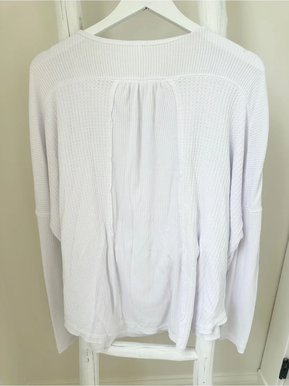 Free People Leo Henley Long Sleeve Tee Oversized White Size Medium